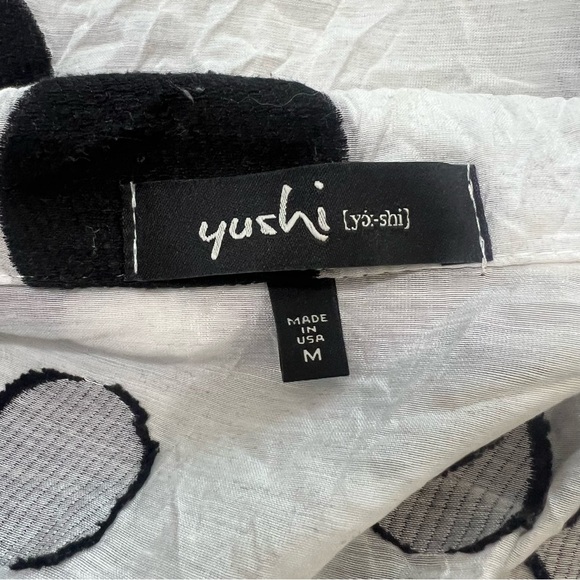 YUSHI Women’s Crinkle Print JACKET Black White Polka Dot ART TO WEAR Sz M - Picture 10 of 15